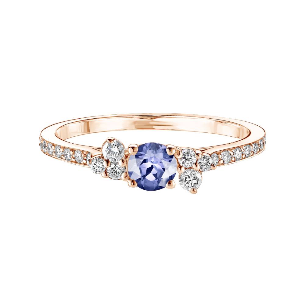 Ring Roségold Tansanit und diamanten Baby EverBloom Pavée 2