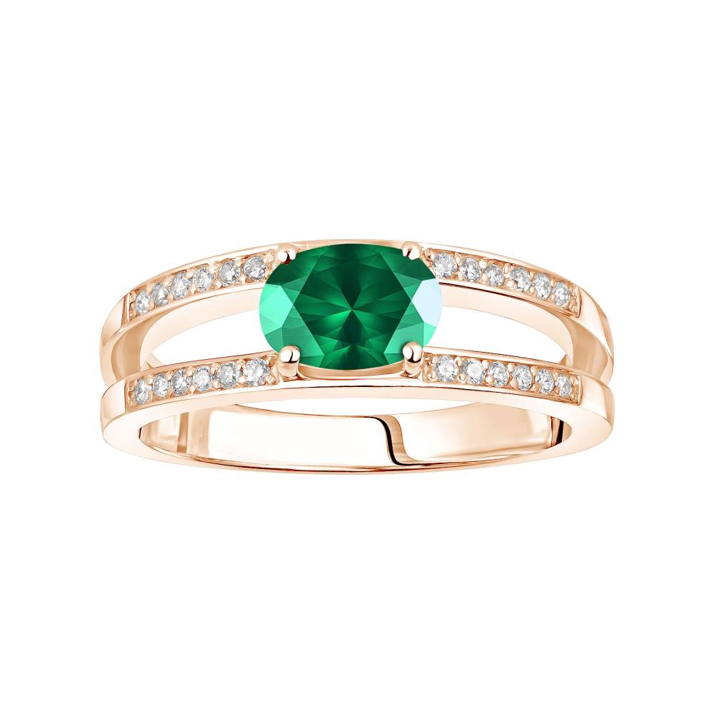 Ring Rose gold Emerald and diamonds Cassandra 2