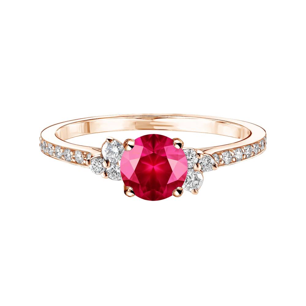 Ring Roségold Rubin und diamanten Baby EverBloom 5 mm Pavée 2