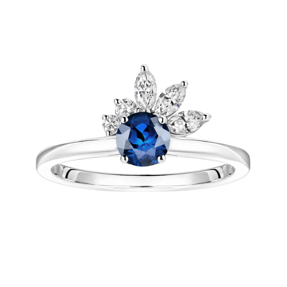 Ring Platinum Sapphire and diamonds Little EverBloom 2