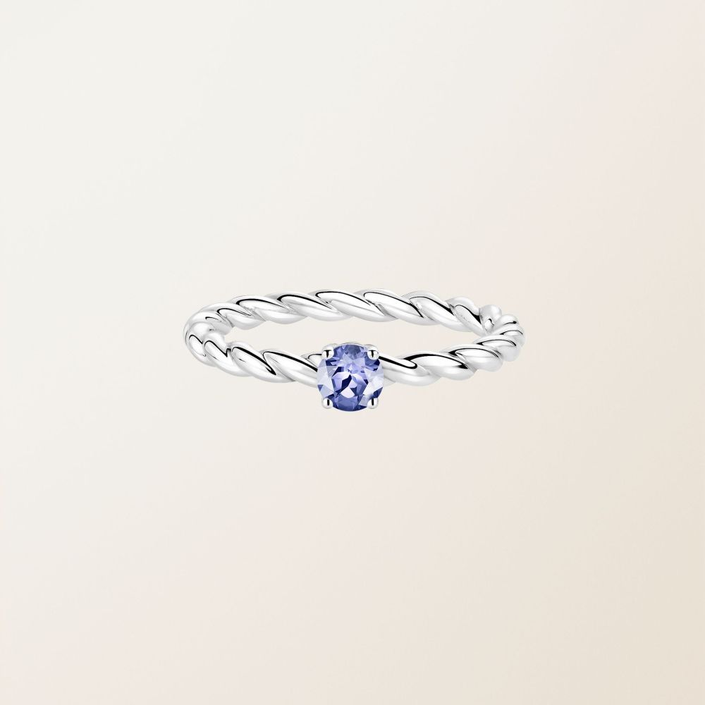 Bague Or blanc Tanzanite et diamants Capucine 4 mm 2
