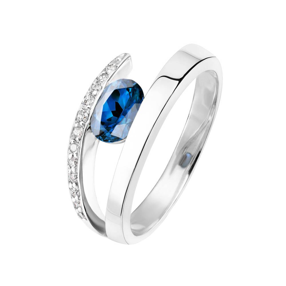 Ring Platinum Sapphire and diamonds Ananta 2