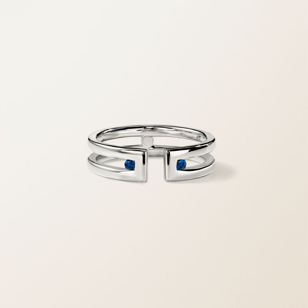 Ring White gold Sapphire and diamonds Thésée Duo 2
