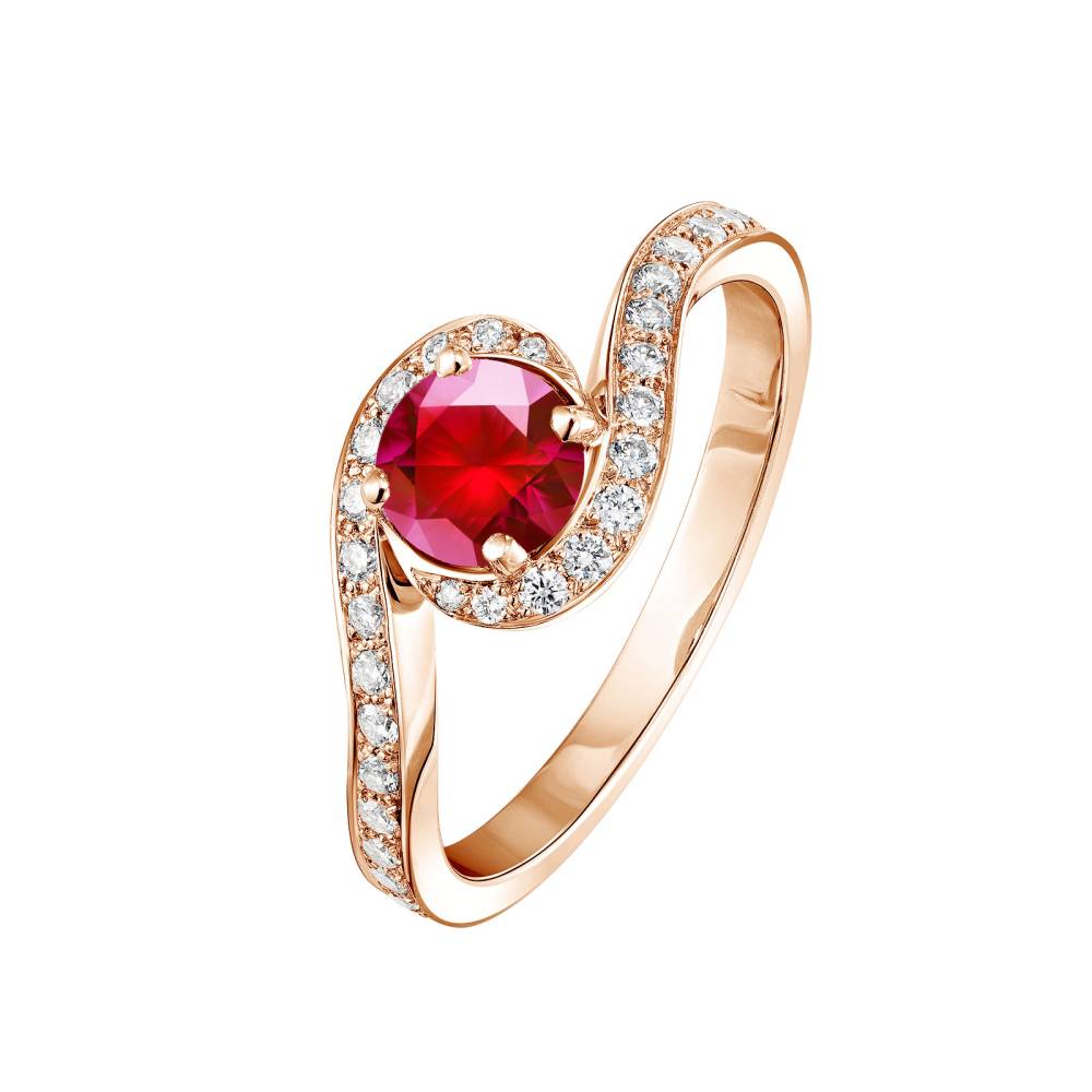 Ring Rose gold Ruby and diamonds Amelia 2