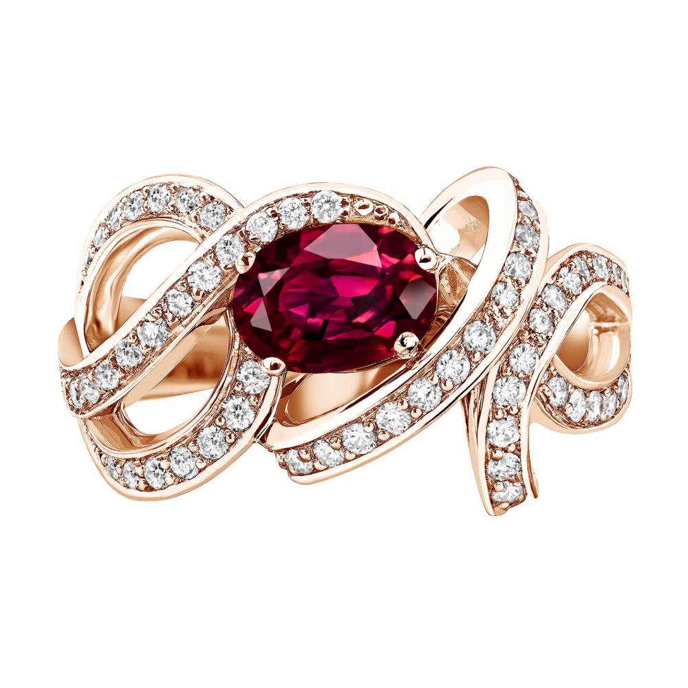 Bague Or rose Rubis et diamants Olympia 2