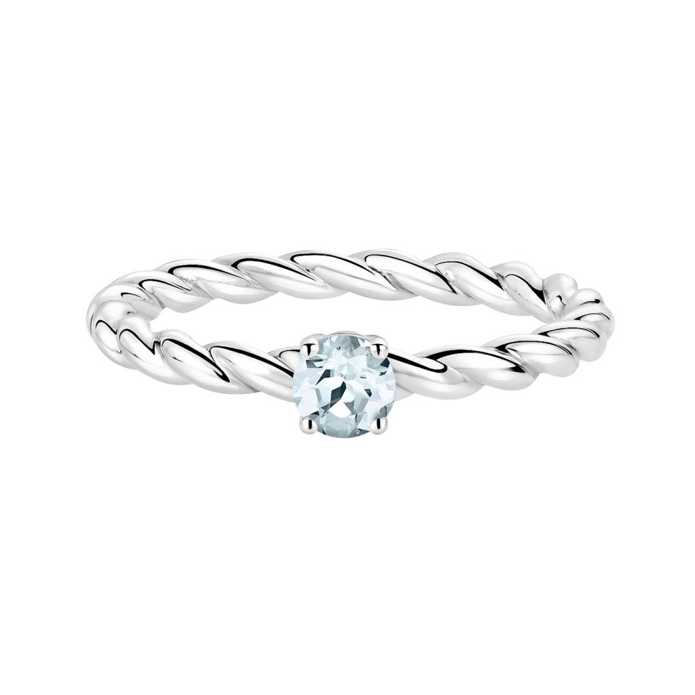 Bague Or blanc Aigue-marine et diamants Capucine 4 mm 2