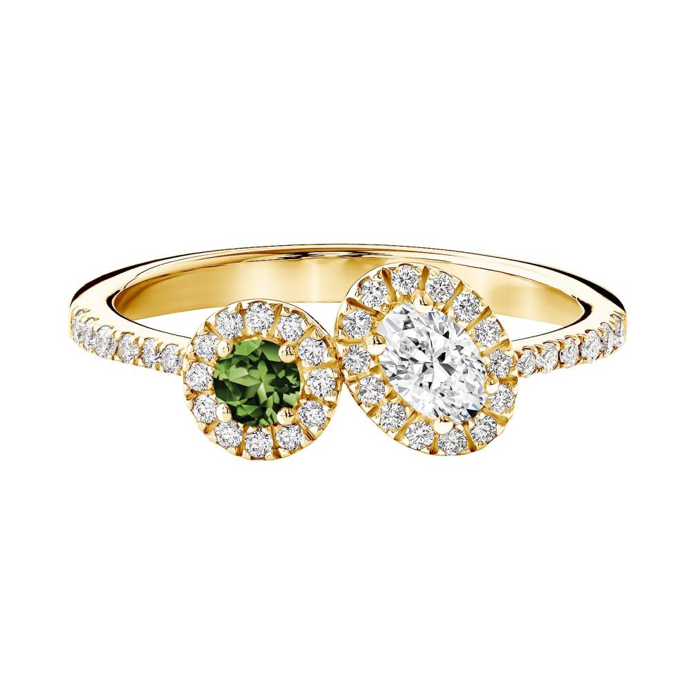 Ring Yellow gold Green Sapphire and diamonds AlterEgo Ovale 2