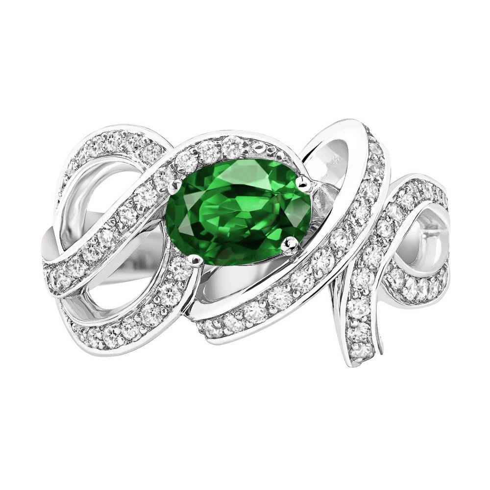 Bague Or blanc Tsavorite et diamants Olympia 2