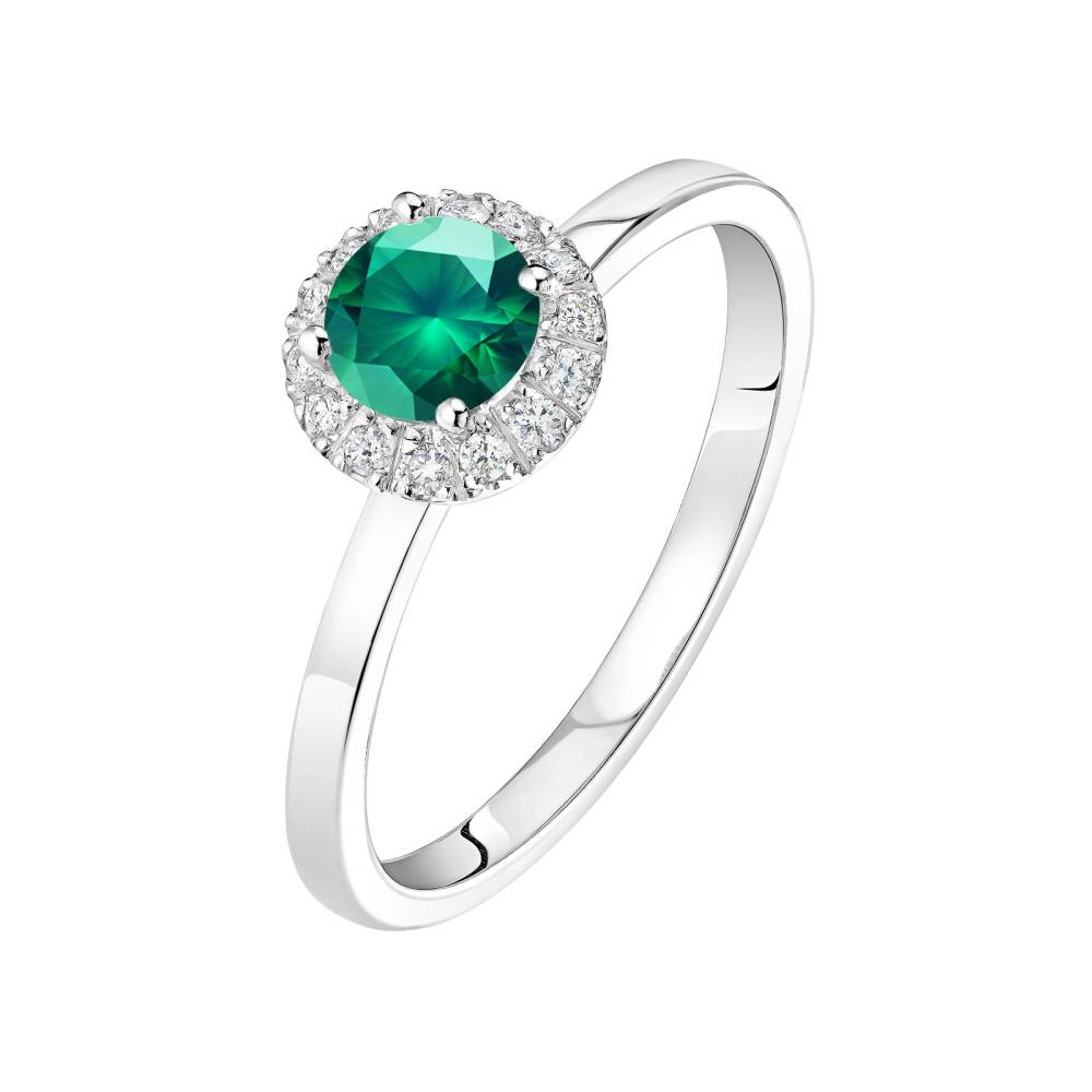 Ring Platinum Emerald and diamonds Rétromantique M 2