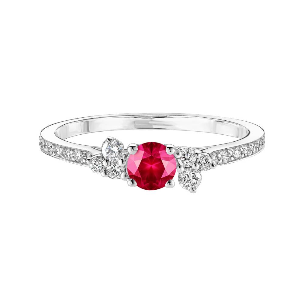 Ring Weißgold Rubin und diamanten Baby EverBloom Pavée 2