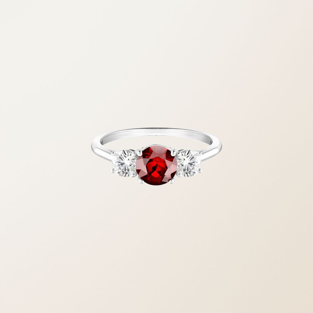 Bague Platine Grenat Little Lady Duo 2