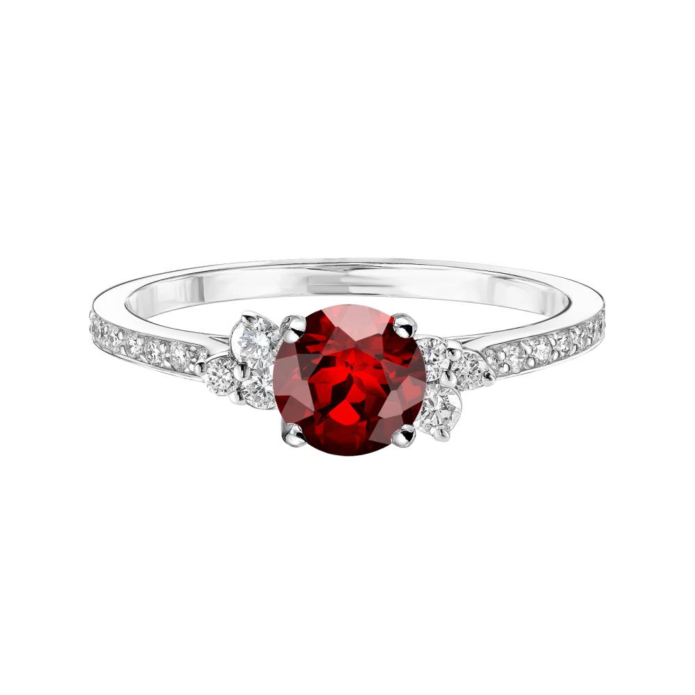 Ring White gold Garnet and diamonds Baby EverBloom 5 mm Pavée 2