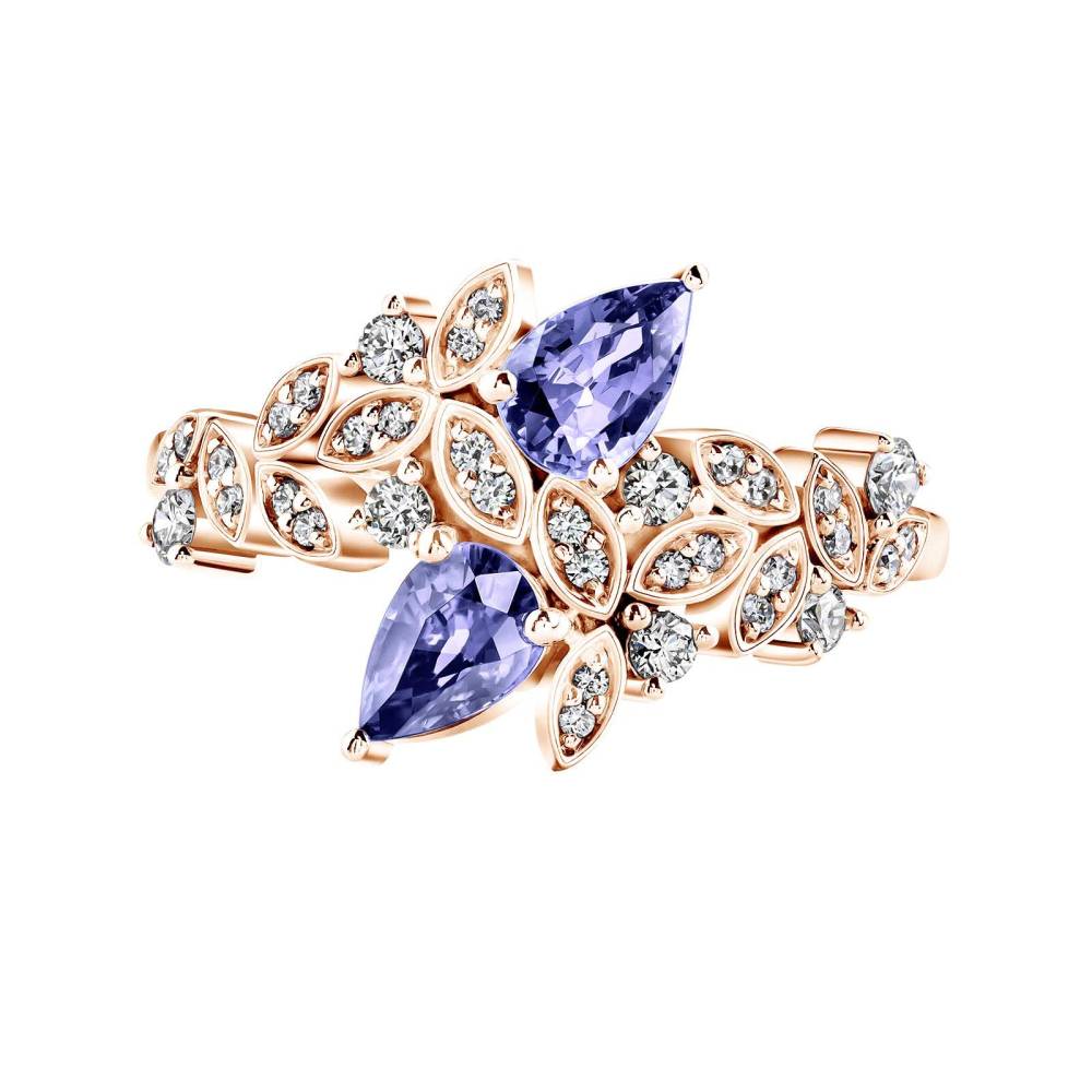 Ring Rose gold Tanzanite and diamonds EverBloom Toi & Moi 2