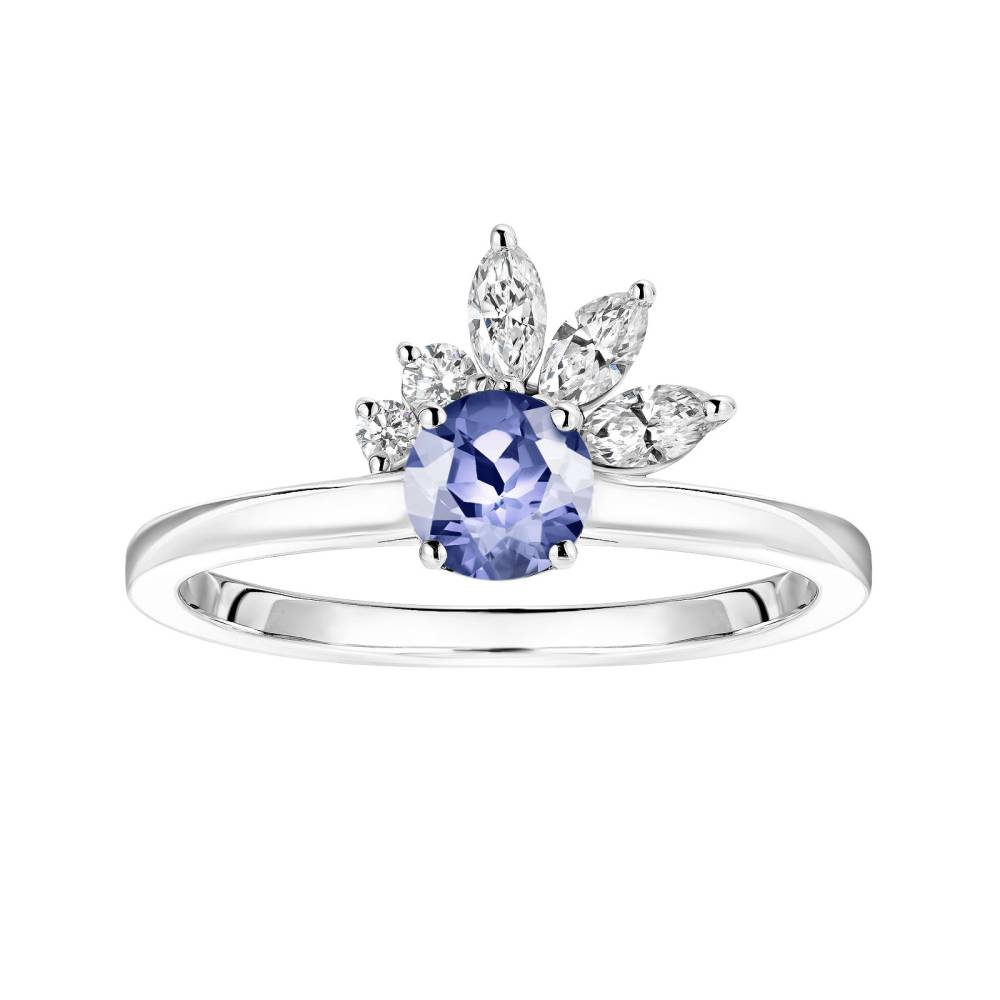 Bague Or blanc Tanzanite et diamants Little EverBloom 2