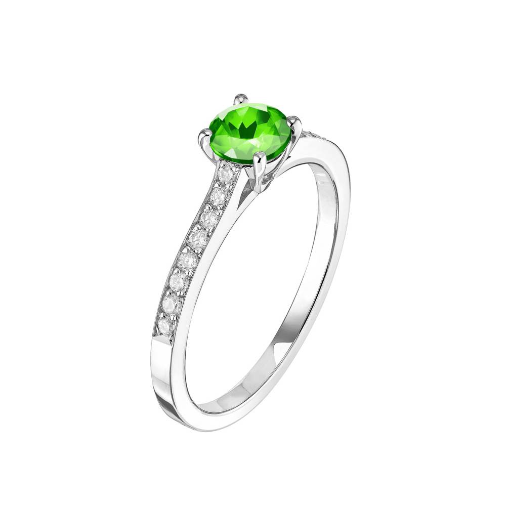 Ring Platinum Tsavorite and diamonds Little Lady Pavée 2