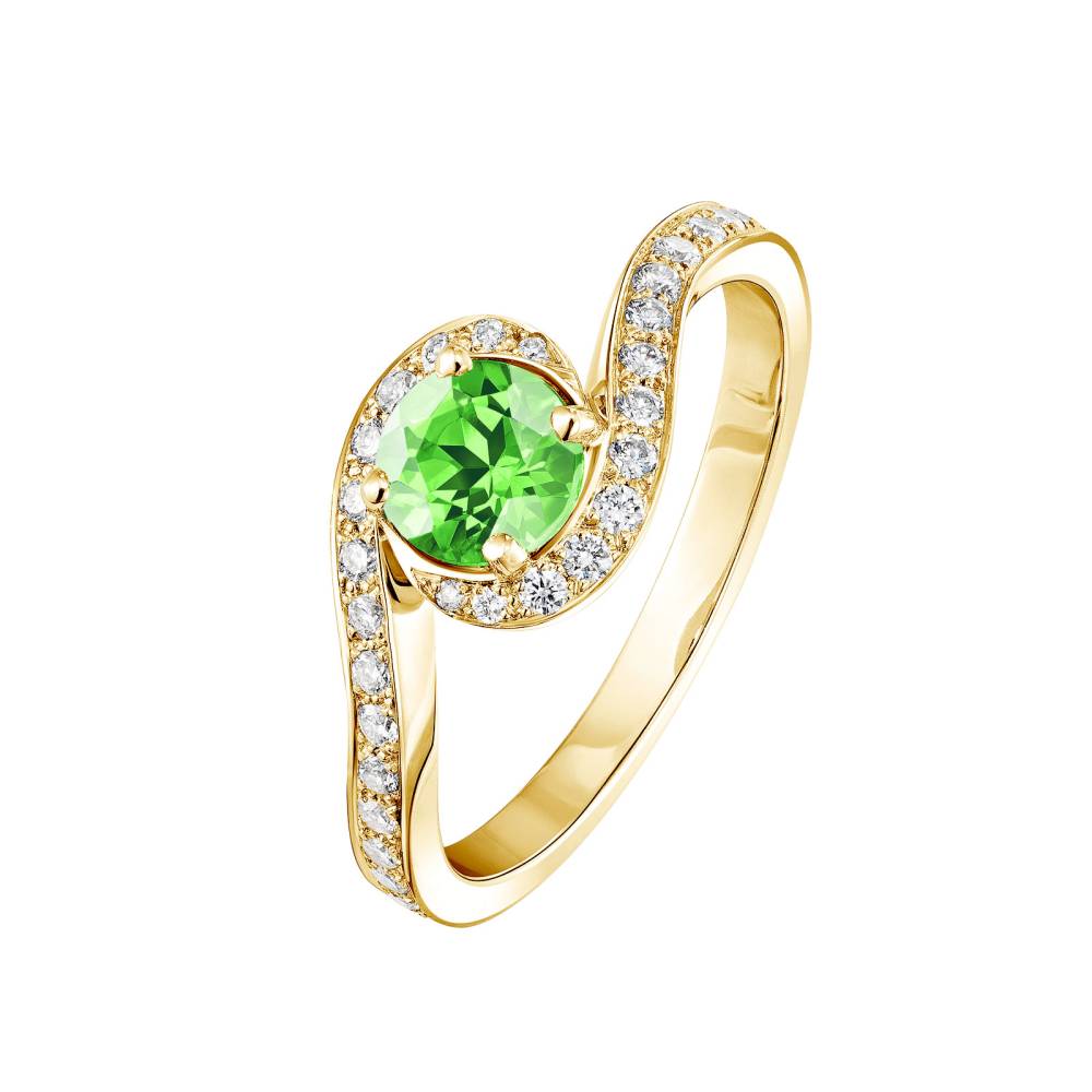 Bague Or jaune Tsavorite et diamants Amelia 2