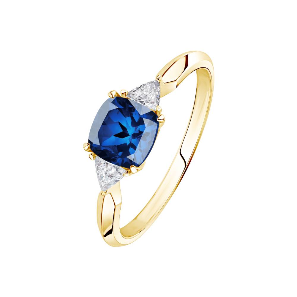 Ring Yellow gold Sapphire and diamonds Kennedy 2