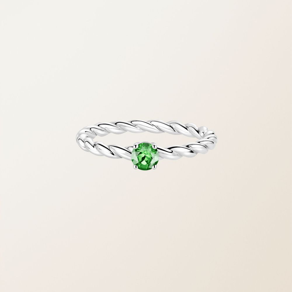 Ring Platinum Tsavorite and diamonds Capucine 4 mm 2