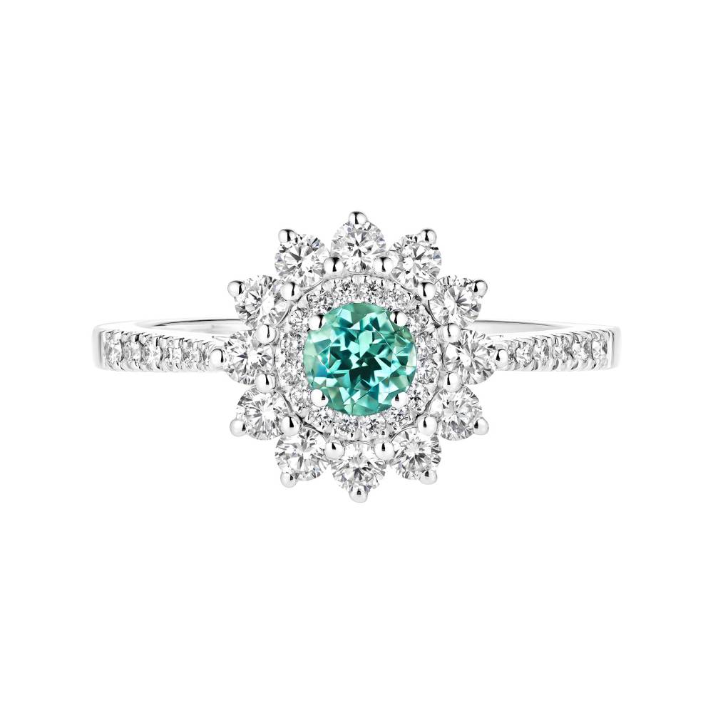 Bague Or blanc Tourmaline Mint et diamants Lefkos 4 mm Pavée 2