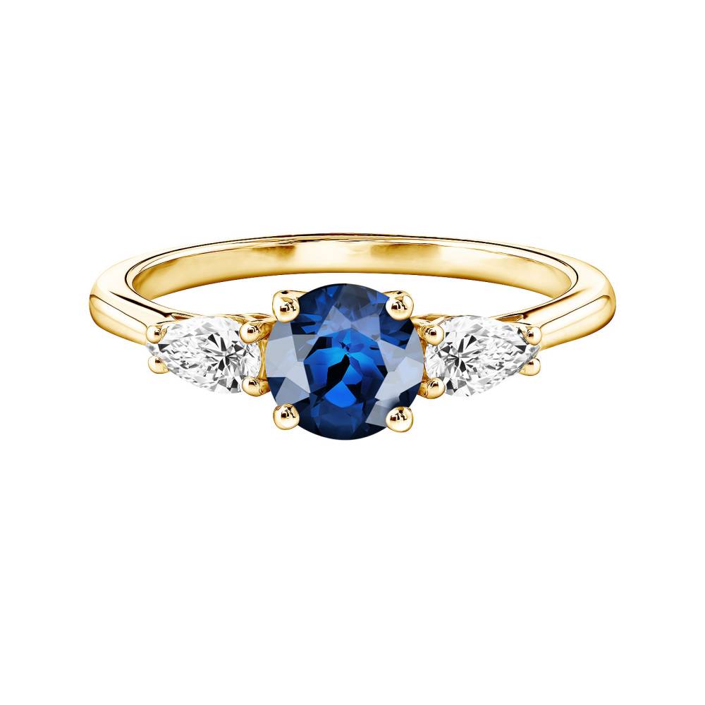 Ring Yellow gold Sapphire and diamonds Lady Duo de Poires 2