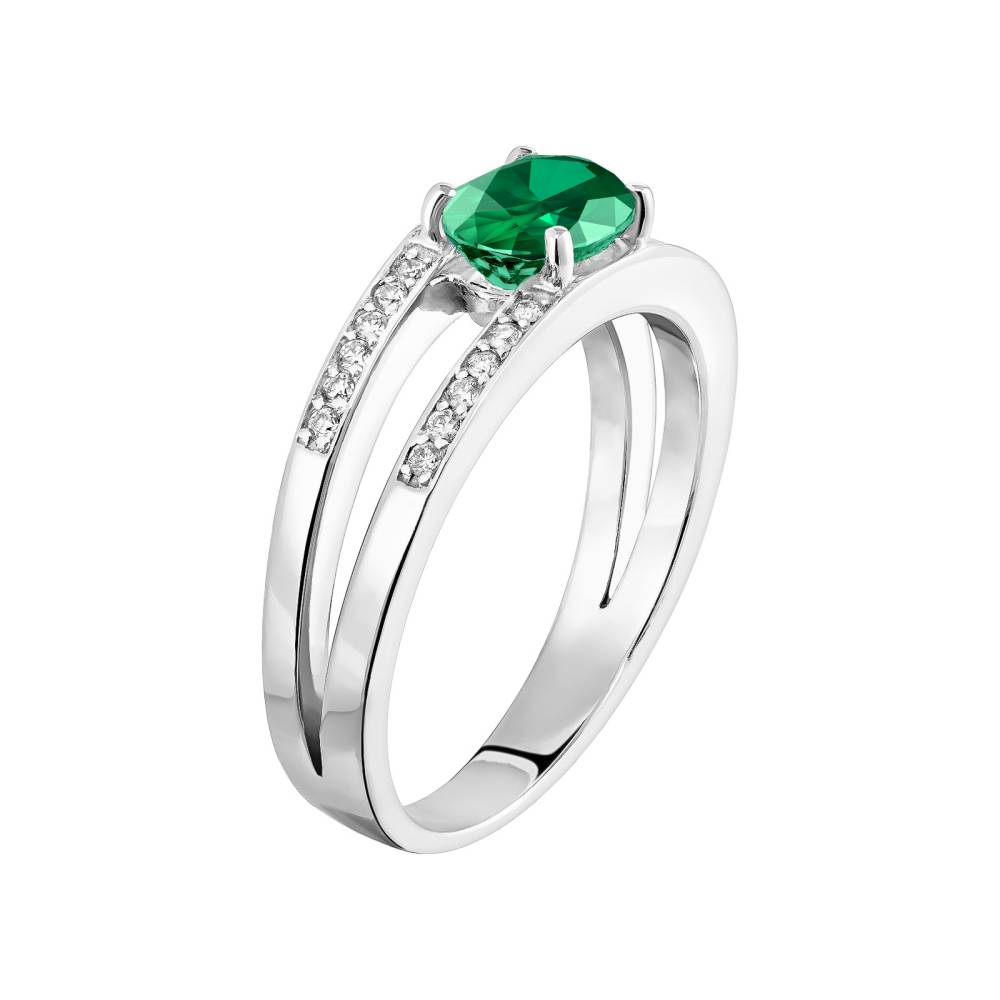 Ring White gold Emerald and diamonds Cassandra 3