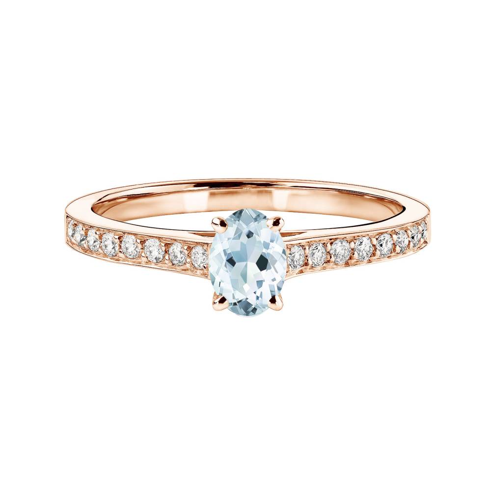 Ring Roségold Aquamarin und diamanten Lady Ovale Pavée 2