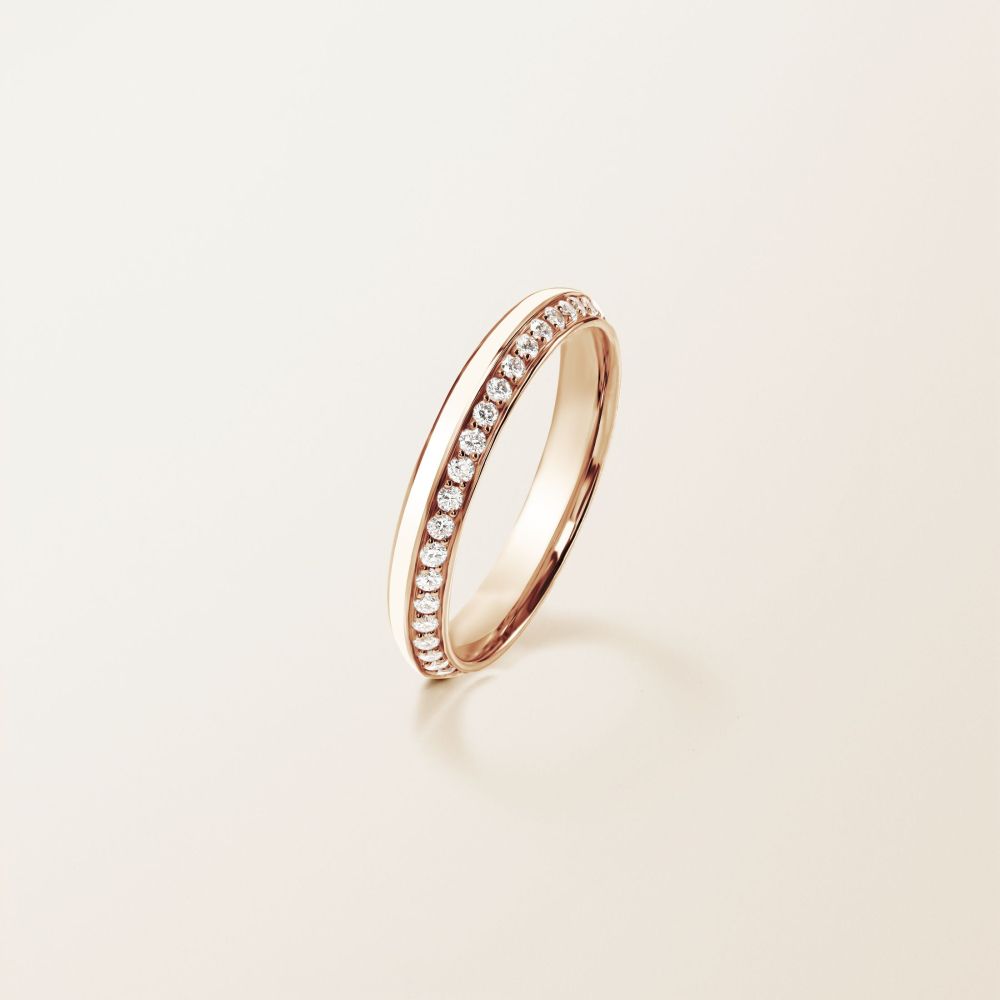 Ring Rose gold Diamond Ariane Tilt Laque Blanche 3 mm 2
