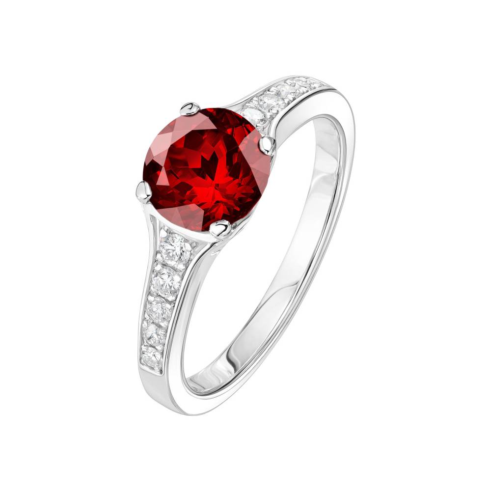 Ring Platinum Garnet and diamonds Victoria 2