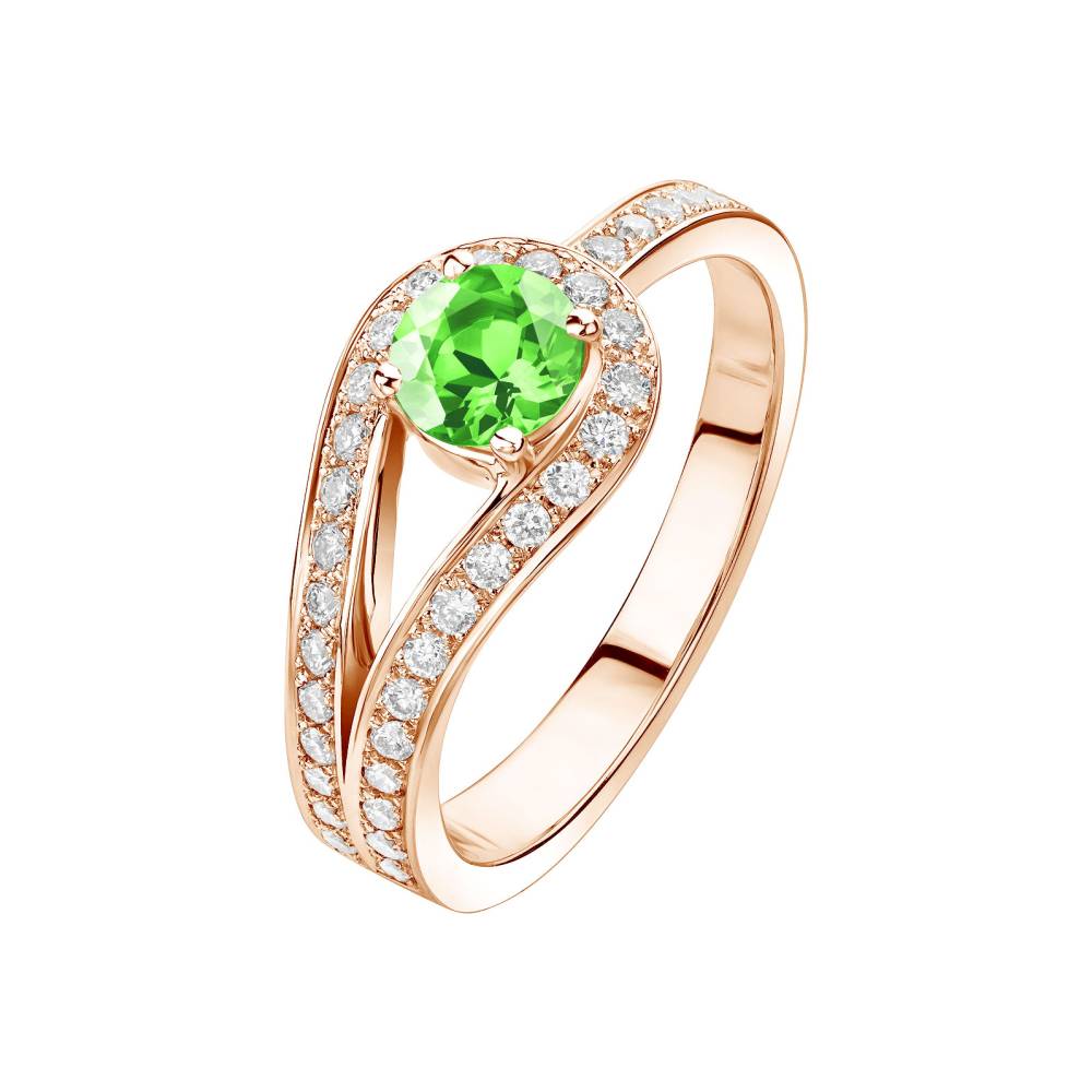 Bague Or rose Tsavorite et diamants Romy 2