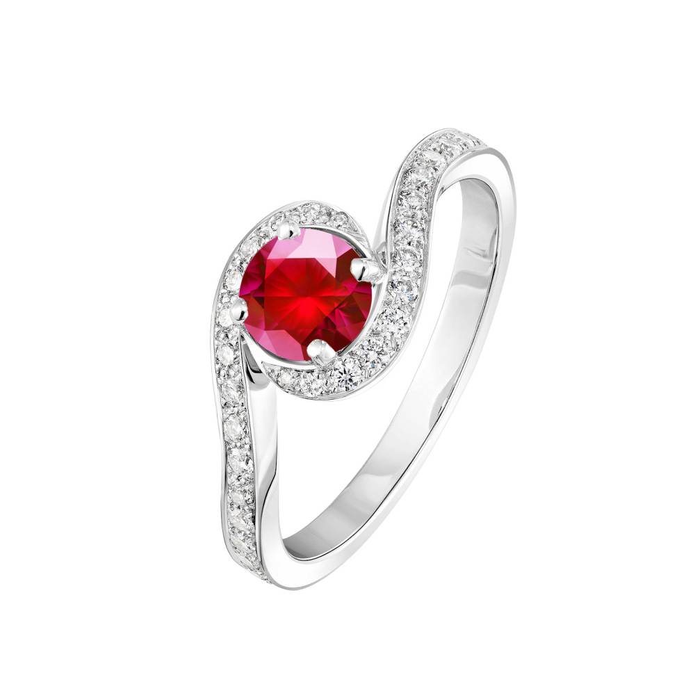 Ring White gold Ruby and diamonds Amelia 2