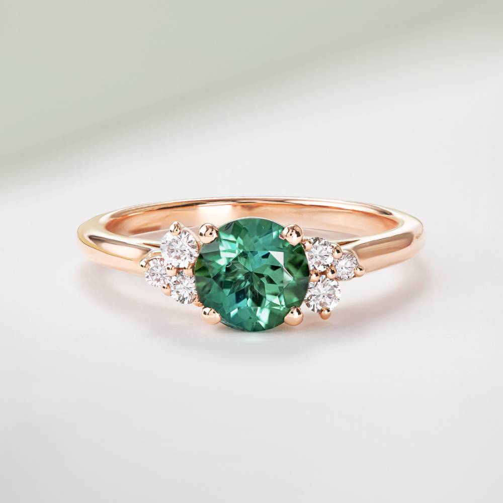 Bague Or rose Tourmaline Verte et diamants Baby EverBloom 6 mm 2