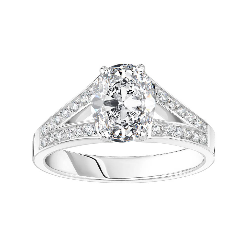 Ring Platinum Diamond Rétromantique Tiare Pavée 2