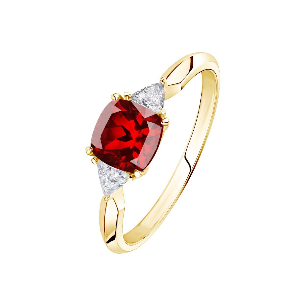 Ring Yellow gold Garnet and diamonds Kennedy 2