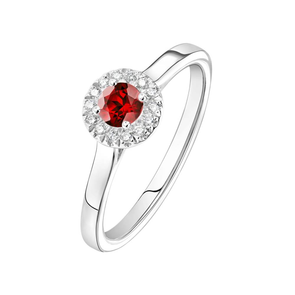 Ring Platinum Garnet and diamonds Rétromantique S 2