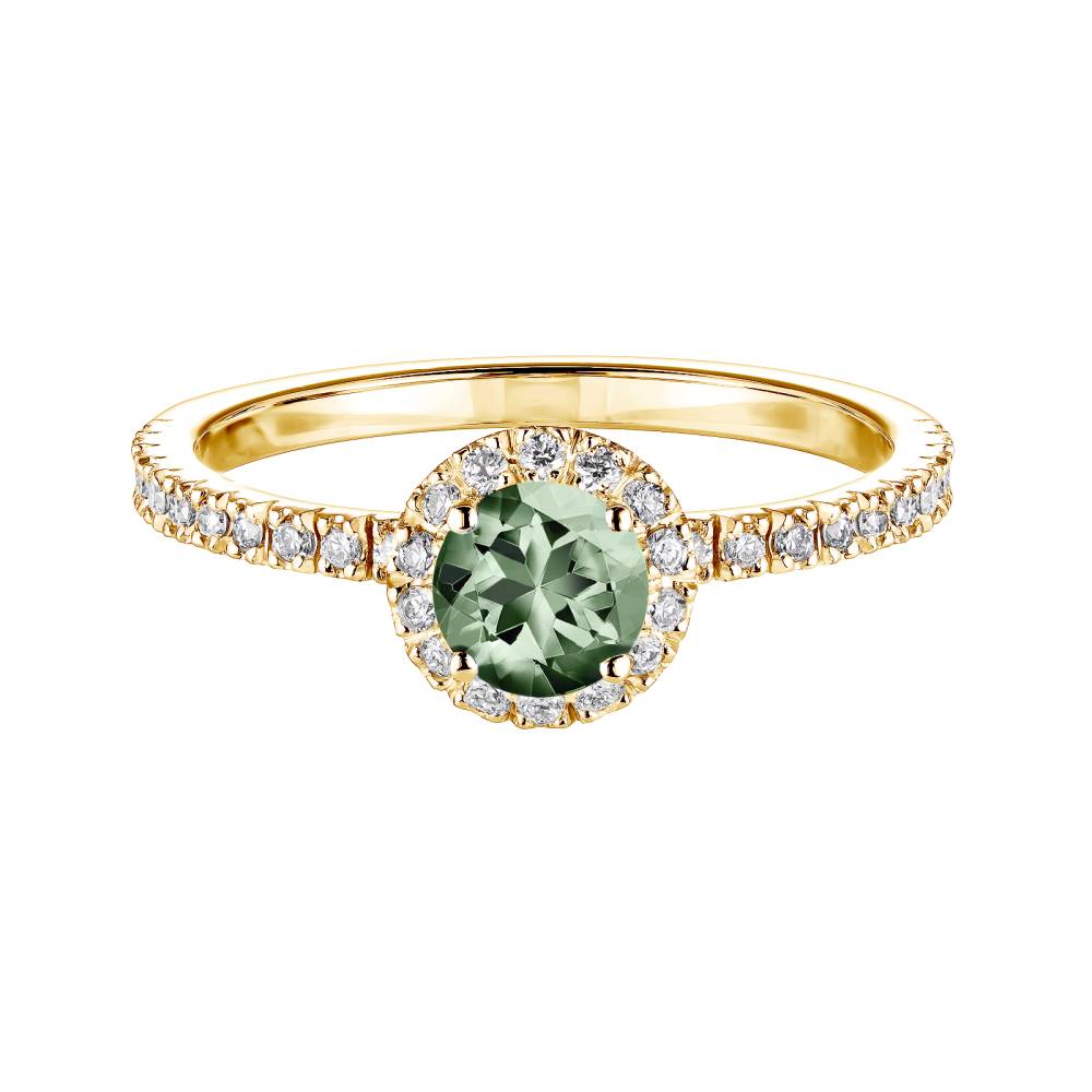 Bague Or jaune Saphir Vert et diamants Rétromantique M Pavée 2