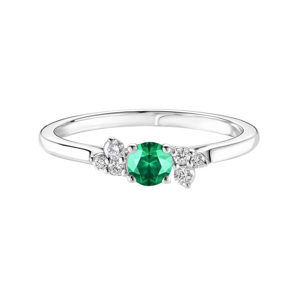 Ring White gold Emerald and diamonds Baby EverBloom 2