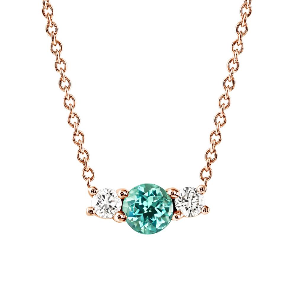 Pendentif Or rose Tourmaline Mint et diamants Lady Duo 2