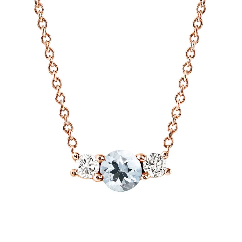 Pendentif Or rose Aigue-marine et diamants Lady Duo 2