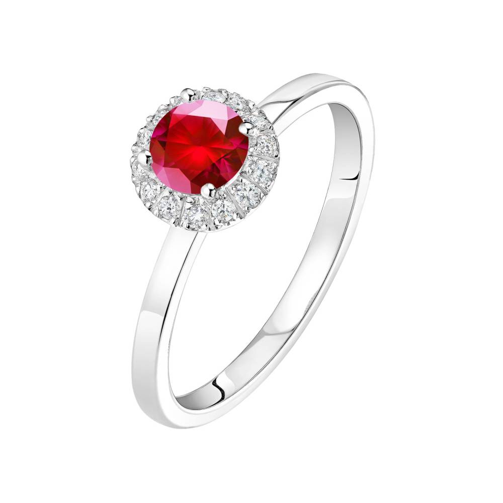 Bague Or blanc Rubis et diamants Rétromantique M 2