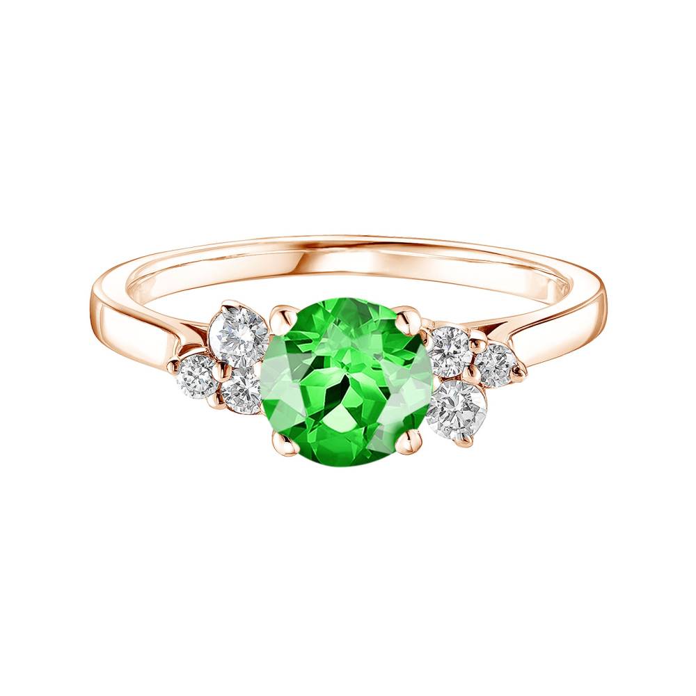 Ring Rose gold Tsavorite and diamonds Baby EverBloom 6 mm 2