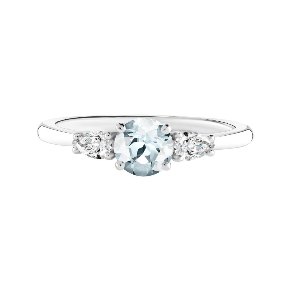 Ring White gold Aquamarine and diamonds Little Lady Duo de Poires 2