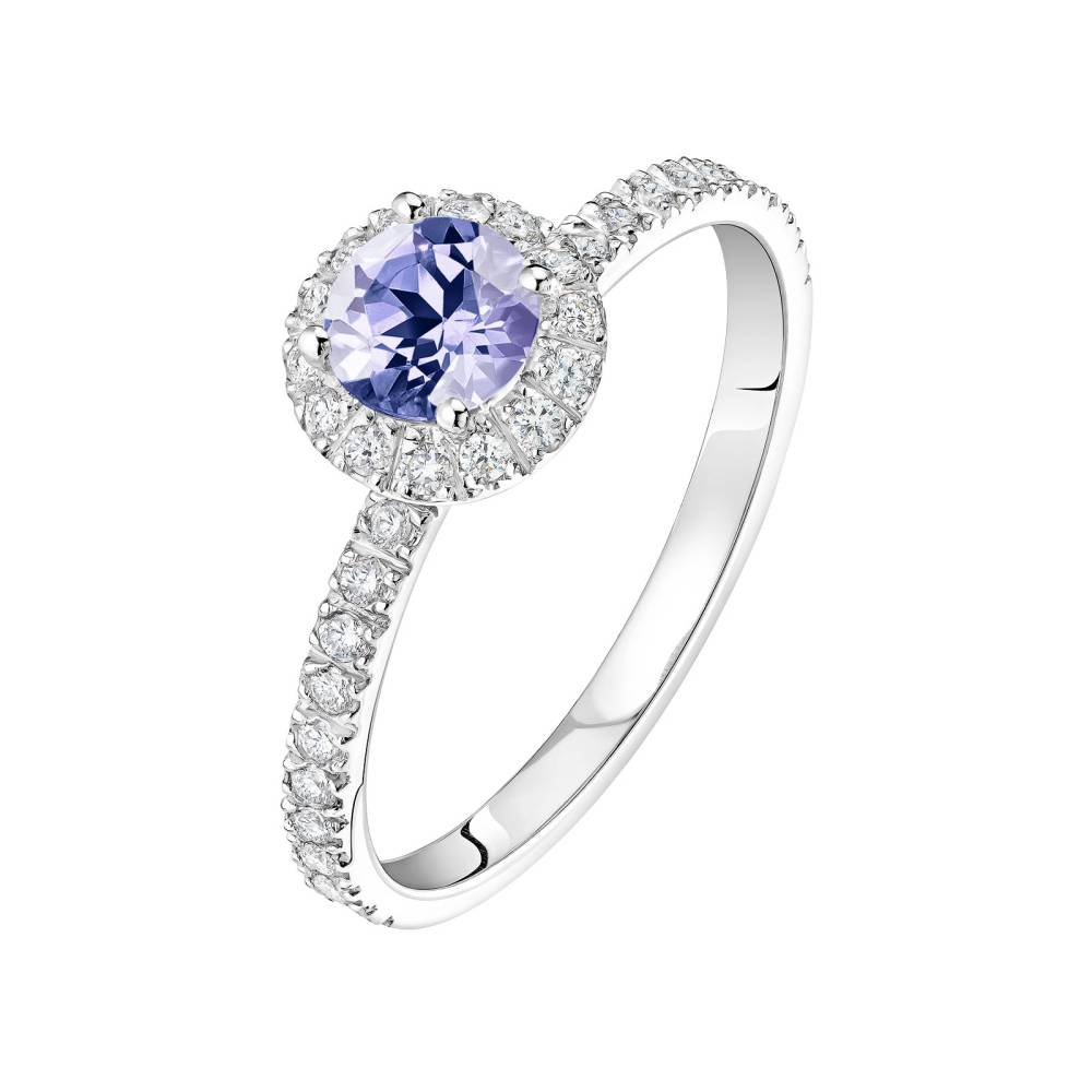 Bague Platine Tanzanite et diamants Rétromantique M Pavée 2