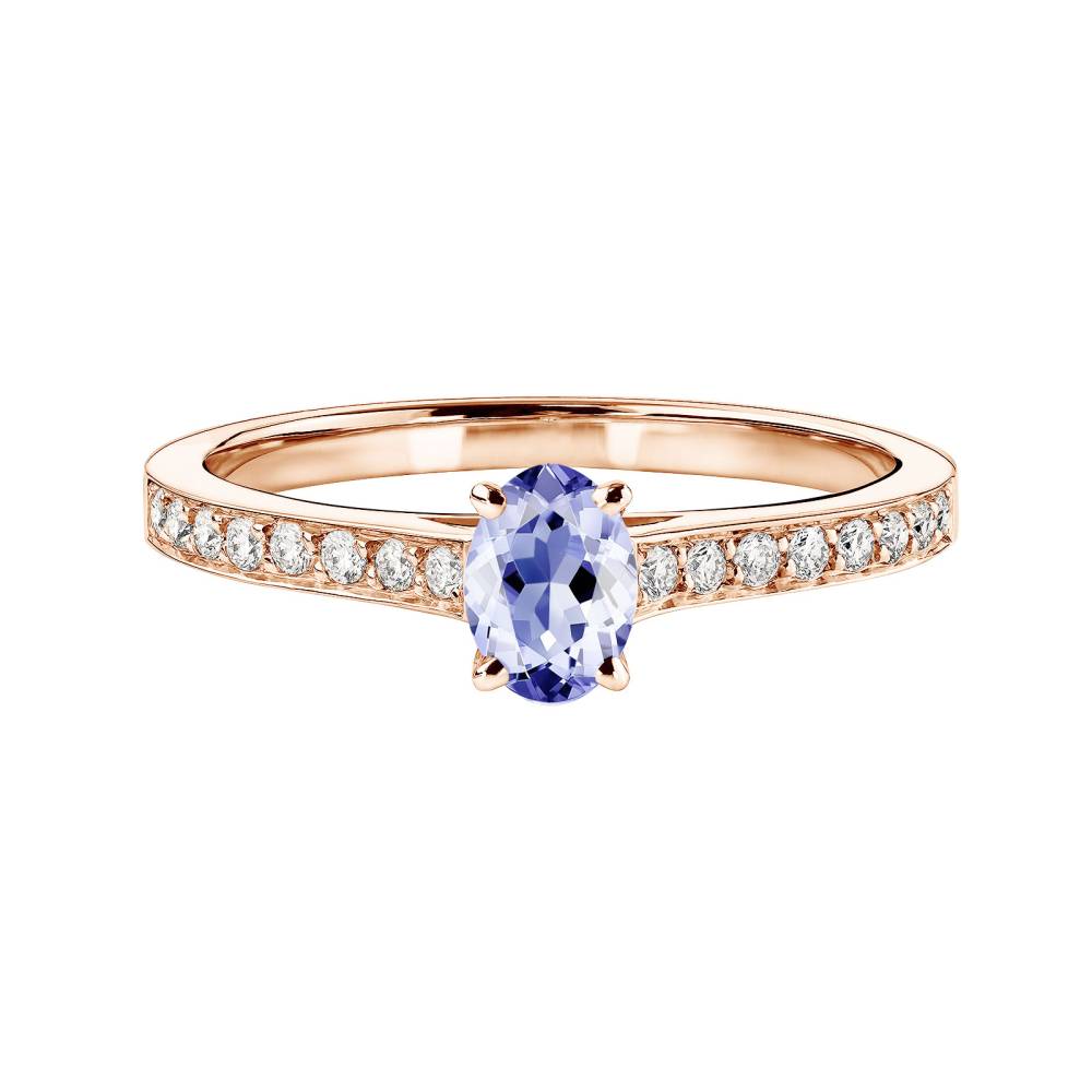 Ring Rose gold Tanzanite and diamonds Lady Ovale Pavée 2