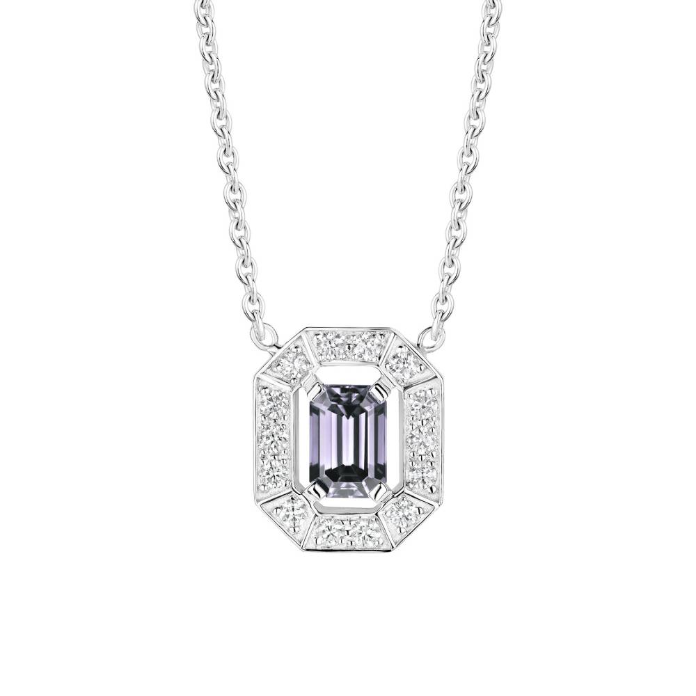 Pendant White gold Grey Spinel and diamonds Art Déco 2