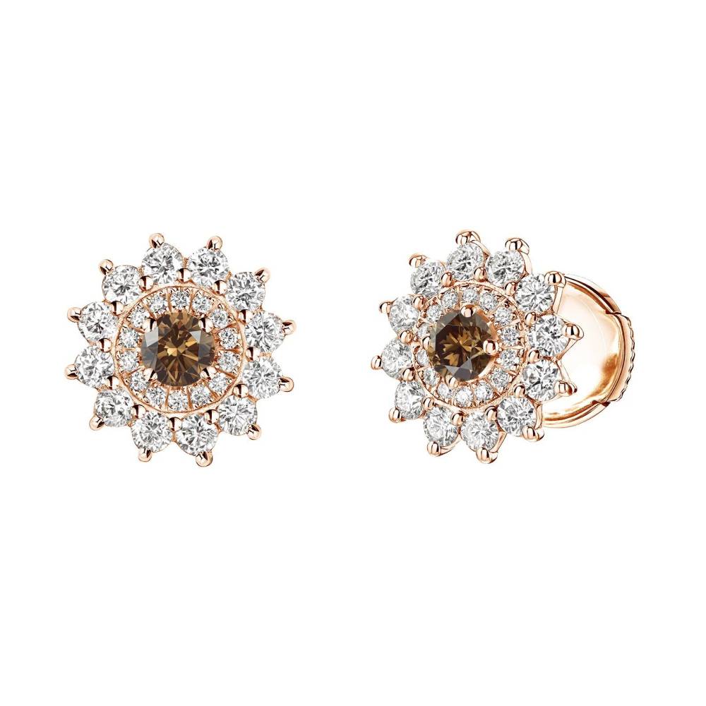 Earrings Rose gold Chocolate Diamond and diamonds Lefkos 2