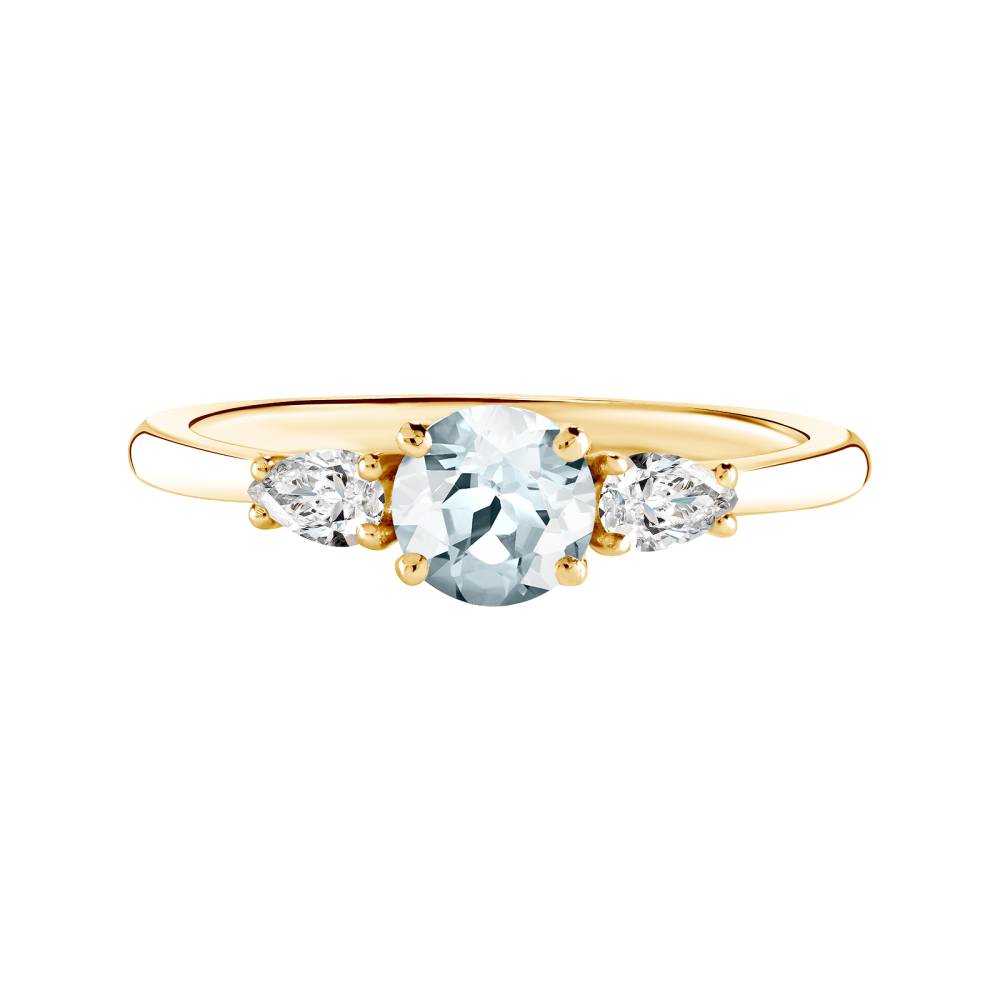 Ring Gelbgold Aquamarin und diamanten Little Lady Duo de Poires 2