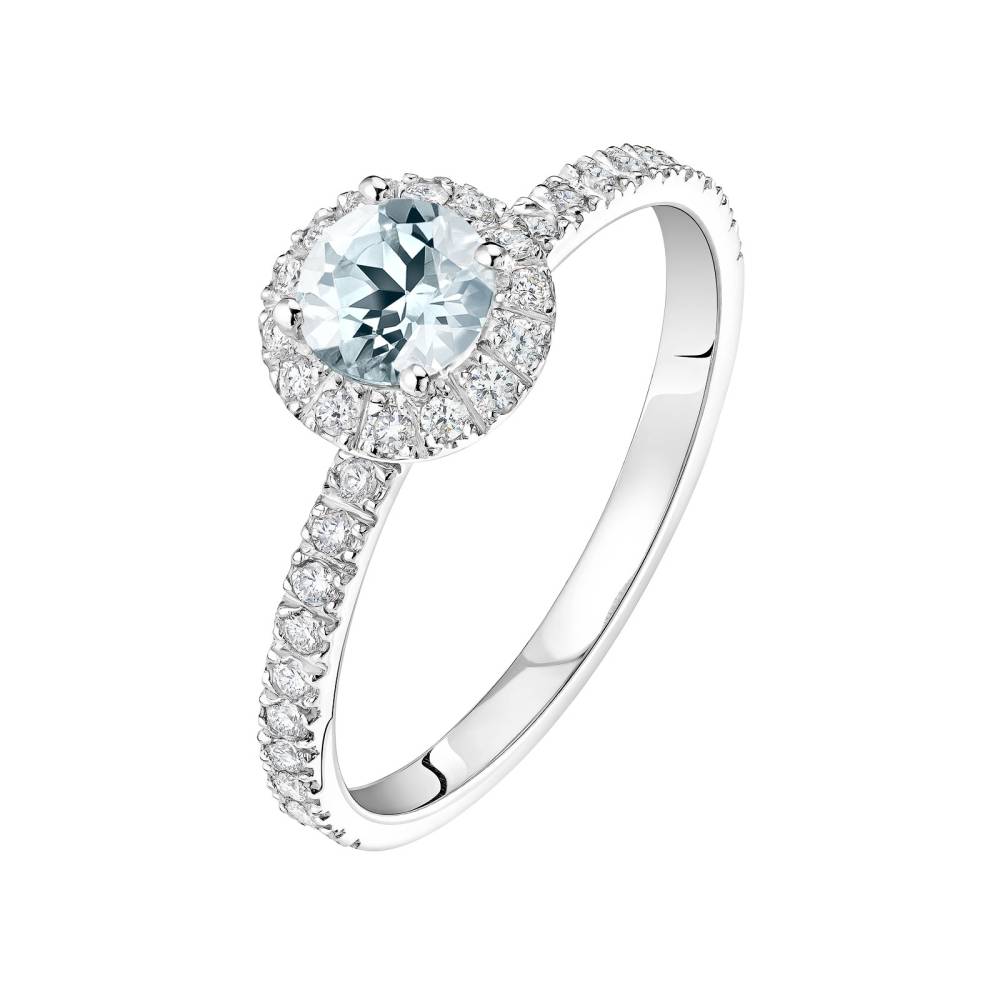 Ring Platinum Aquamarine and diamonds Rétromantique M Pavée 2