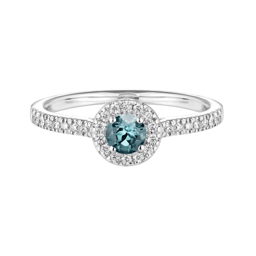 Ring Platin Saphir Blau Grau und diamanten Rétromantique S Pavée 2