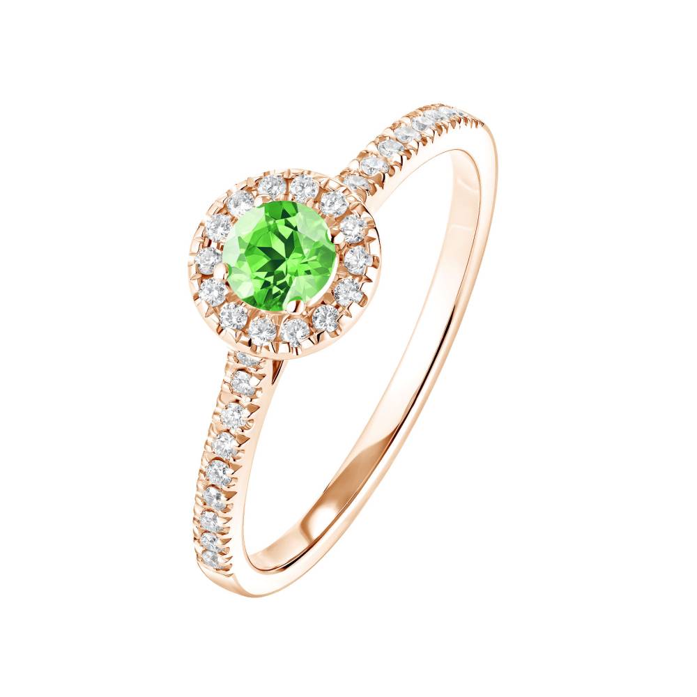 Bague Or rose Tsavorite et diamants Rétromantique S Pavée 2