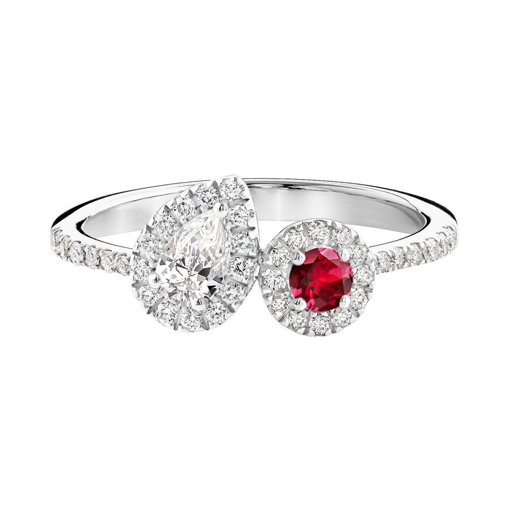 Bague Platine Rubis et diamants AlterEgo Poire 2